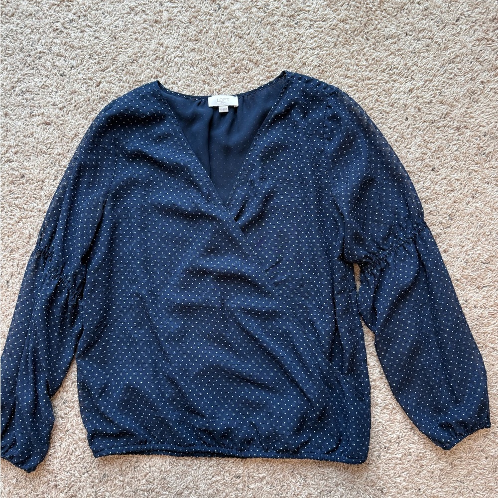 Loft long sleeve puff sleeve blouse size S